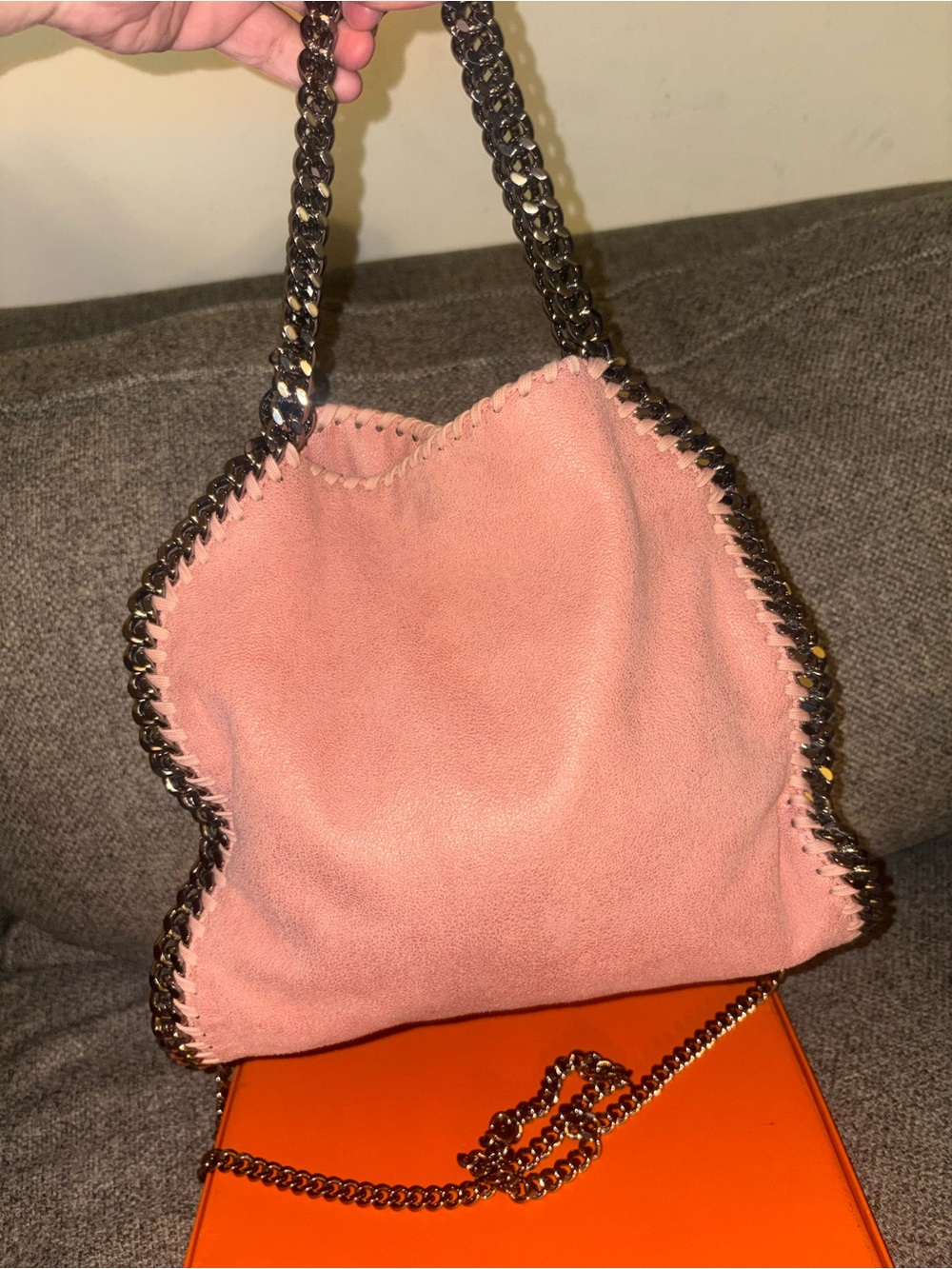 Stella McCartney Blush Pink Suede-Look Chain Shoulder Bag mini - Picture 12 of 15